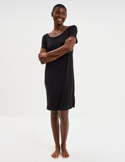 Chemise de nuit manches courtes noir femme