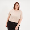 T-shirt col rond manches courtes coton beige femme grande taille