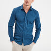 Chemise effet stretch manches longues bleu foncé homme