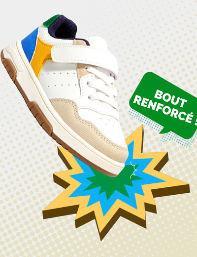 Tennis basses &agrave; scratchs bout renforc&eacute; multicolore gar&ccedil;on
