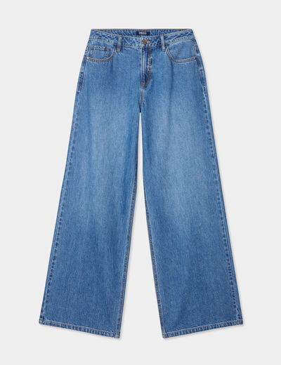 Jeans extra wide leg taille haute Creeks denim stone femme