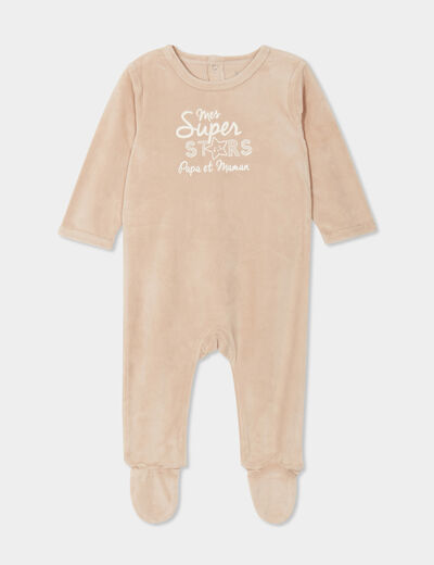 Dors-bien à manches longues boutonné beige bébé