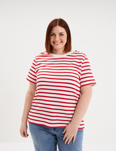 T-shirt manches courtes avec boutons ecru femme grande taille