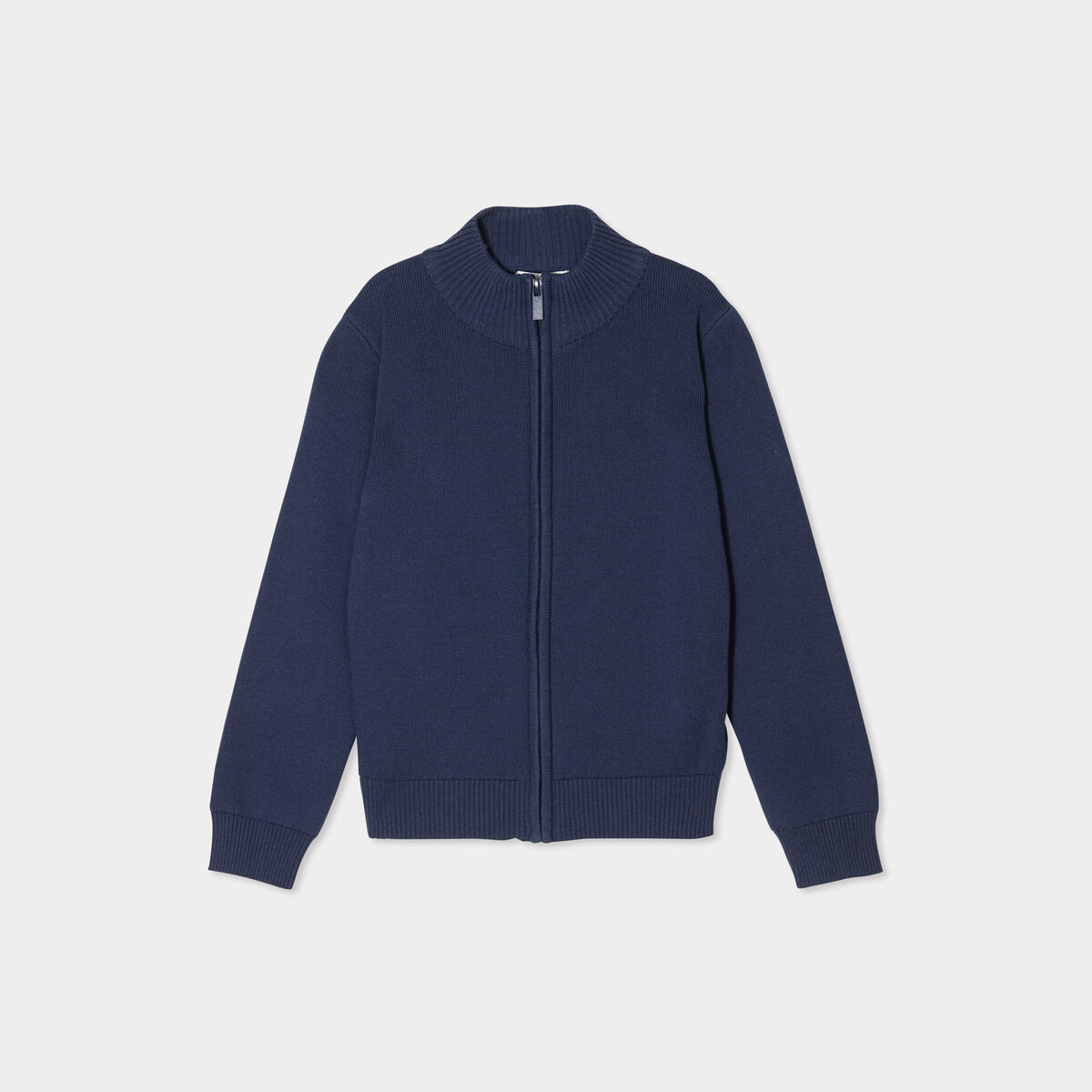 Gilet zippé col montant coton bleu marine garçon