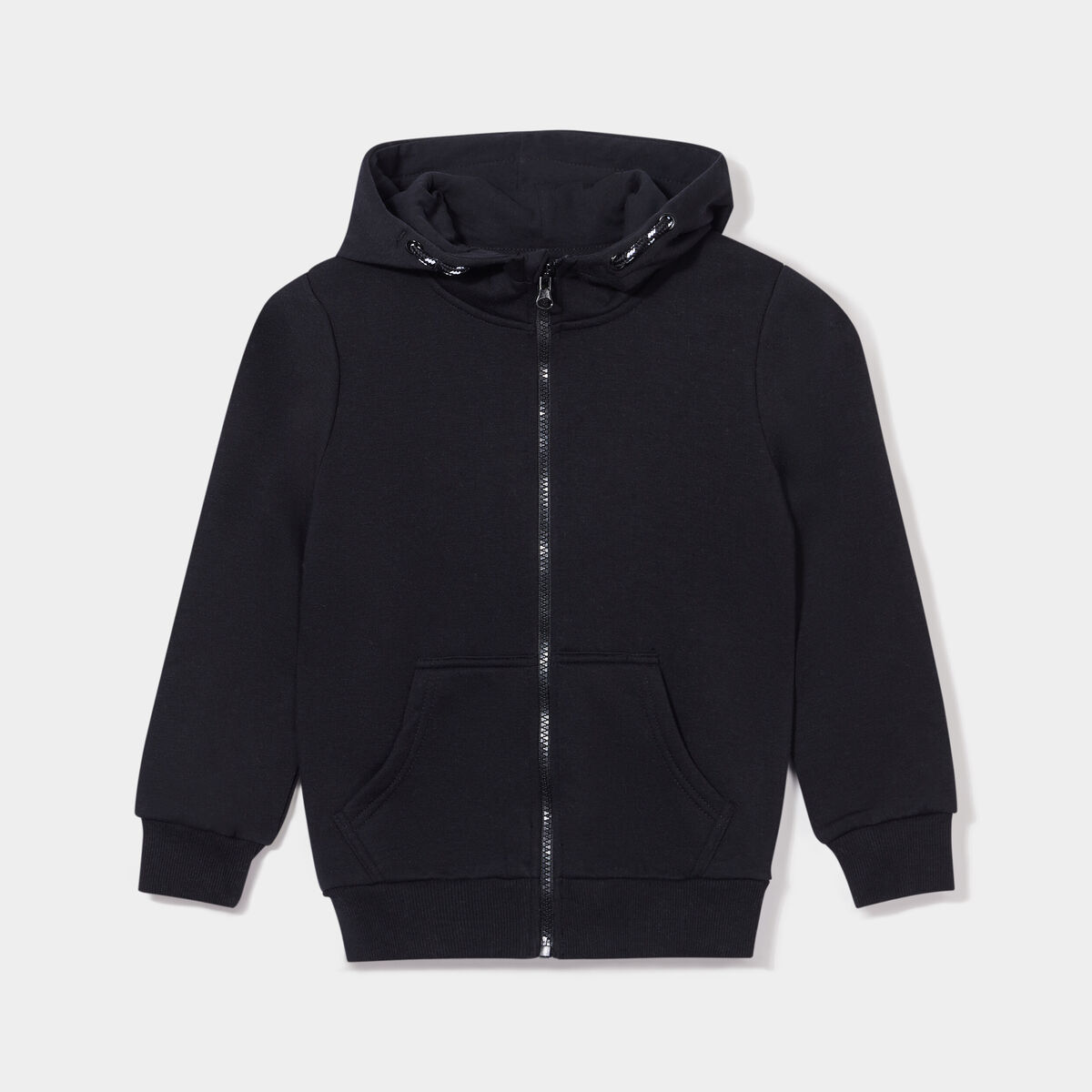 Sweat zippé molletonné à capuche noir garçon