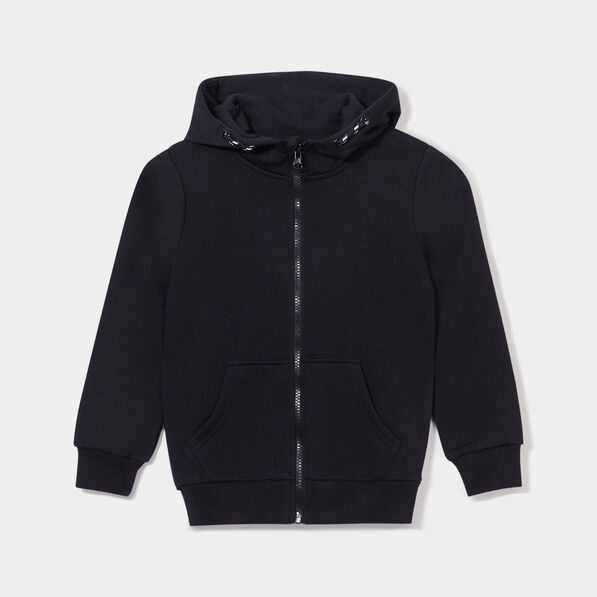 Sweat zippé molletonné à capuche noir garçon
