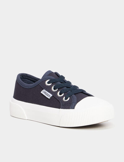 Tennis basses en toile bleu marine gar&ccedil;on