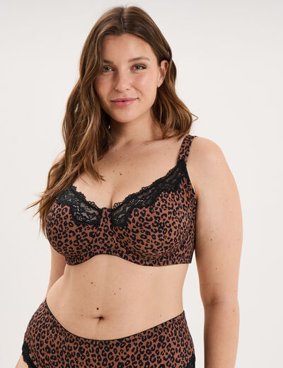 Soutien-gorge corbeille microfibre marron femme grande taille