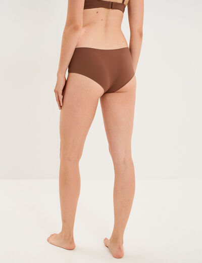 Shorty microfibre sans coutures marron femme
