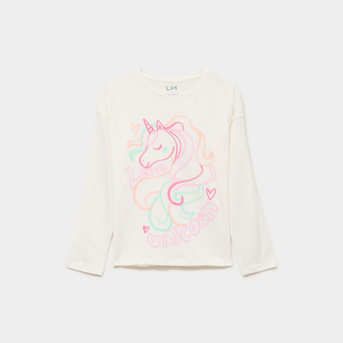 T-shirt manches longues coton ivoire fille