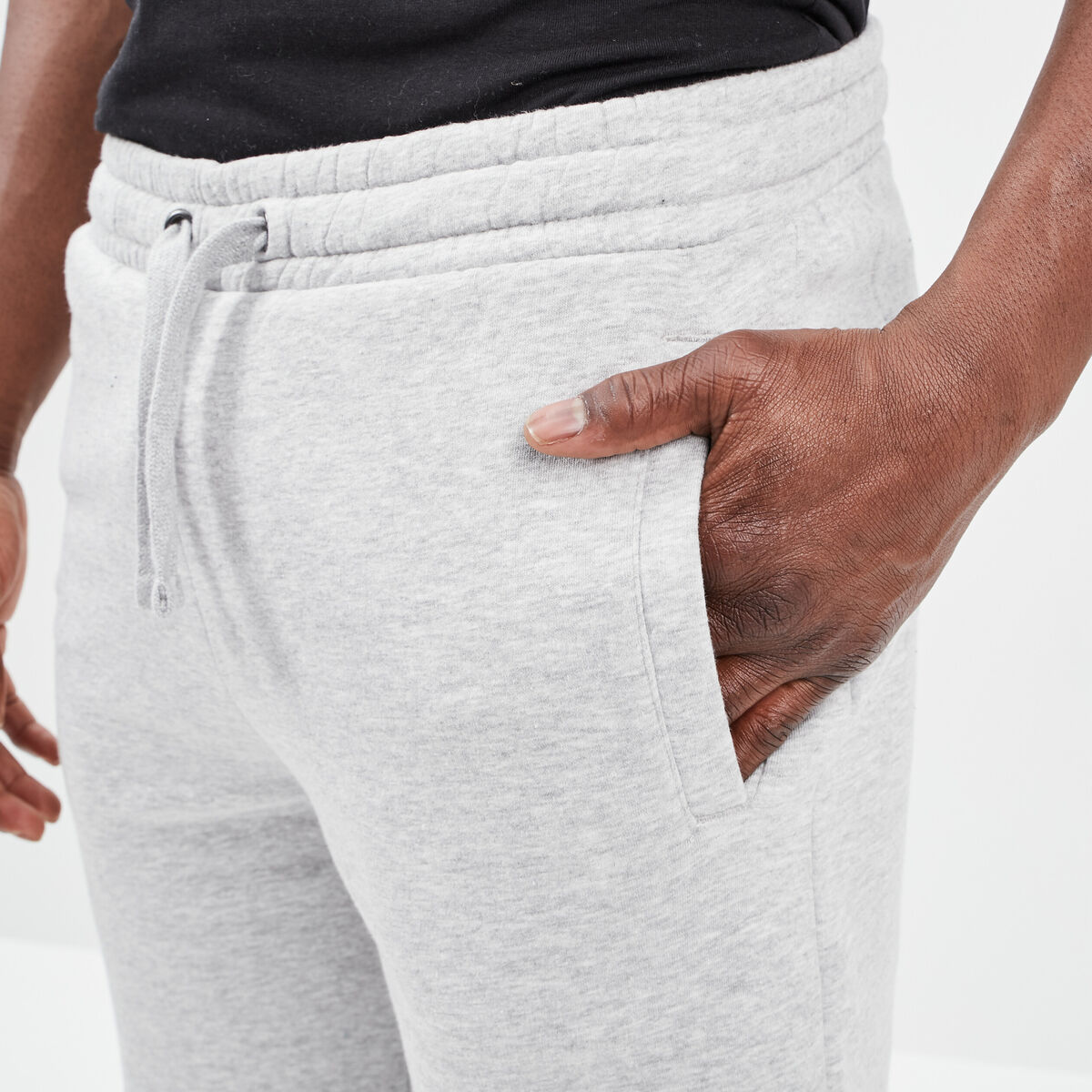 Short jogging molleton droit gris clair homme