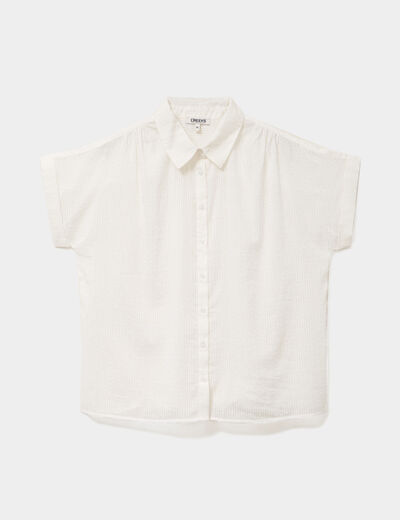 Chemise manches courtes coton blanc femme