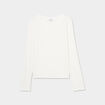 T-shirt col rond manches longues blanc femme