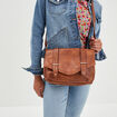 Sac cartable avec bandouli&egrave;re marron cognac femme