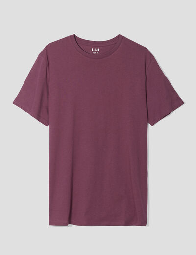 T-shirt en coton manches courtes prune homme