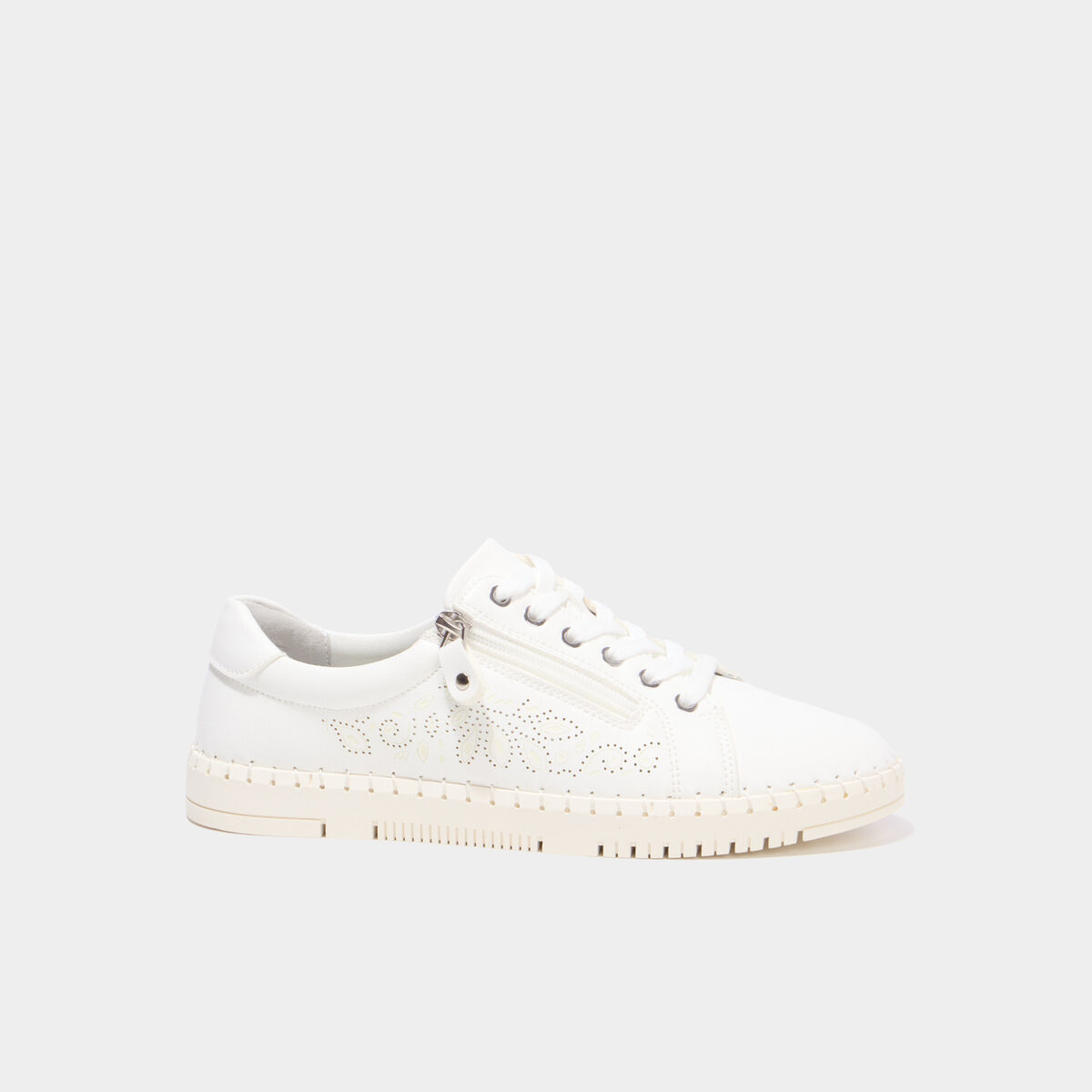 Tennis basses zipp&eacute;es blanc femme