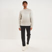 Pull droit col rond manches longues gris clair homme