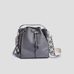 Sac seau bi-matière à bandoulière gris femme