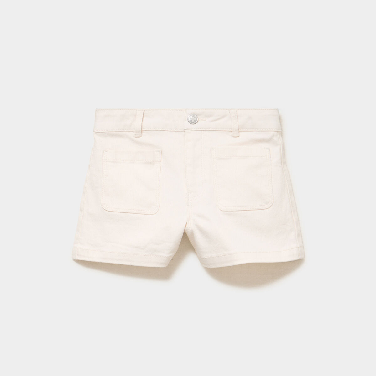 Short droit poches plaqu&eacute;es stretch creme fille