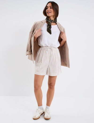 Blouse sans manches lin mélangé blanc femme