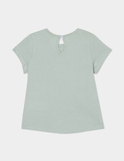 T-shirt col rond manches courtes coton vert pastel bébé fille