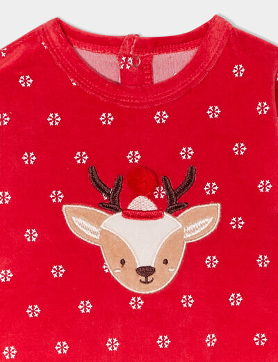 Dors-bien Noël manches longues boutonné rouge bébé