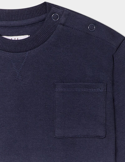 Sweat manches longues 1 poche coton bleu marine bébé garçon