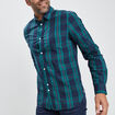 Chemise droite manches 3/4 vert emeraude homme