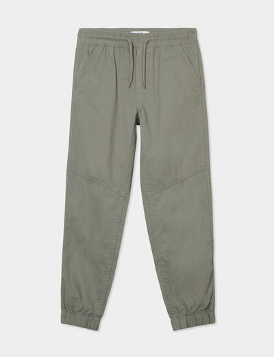 Pantalon jogger regular coton vert kaki garçon