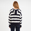 Pull &agrave; capuche manches longues bleu marine femme