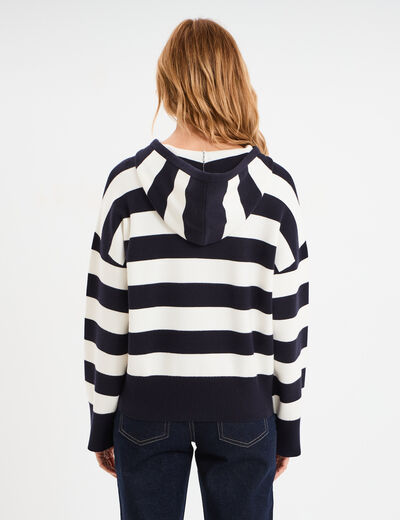 Pull à capuche manches longues bleu marine femme