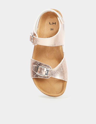 Sandales métallisées avec boucles couleur argent fille