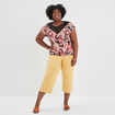 Pantacourt regular en lin majoritaire jaune clair femme grande taille