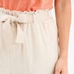 Pantalon paperbag taille élastiquée beige femme
