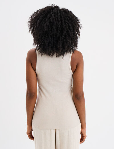 Débardeur côtelé sans manches blanc femme