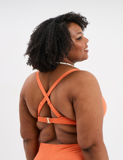 Haut de maillot de bain balconnet orange femme grande taille