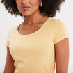 T-shirt coton col rond manches courtes jaune clair femme