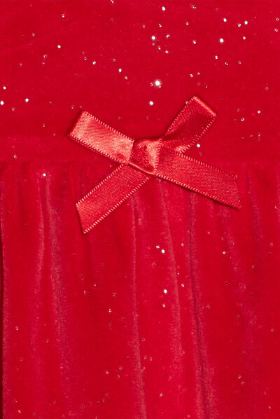 Robe évasée velours rouge bébé fille