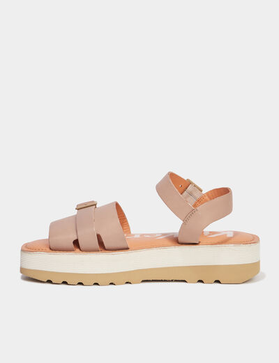Sandales plateformes en cuir Kickers sable femme