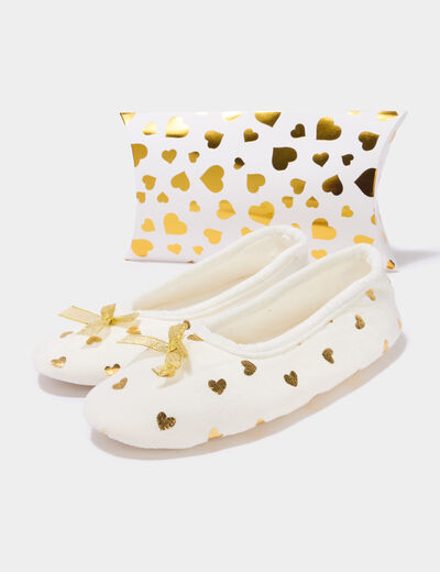 Chaussons ballerines avec pochette blanc femme