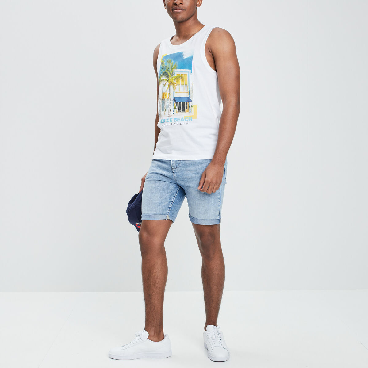 Débardeur bretelles larges blanc homme