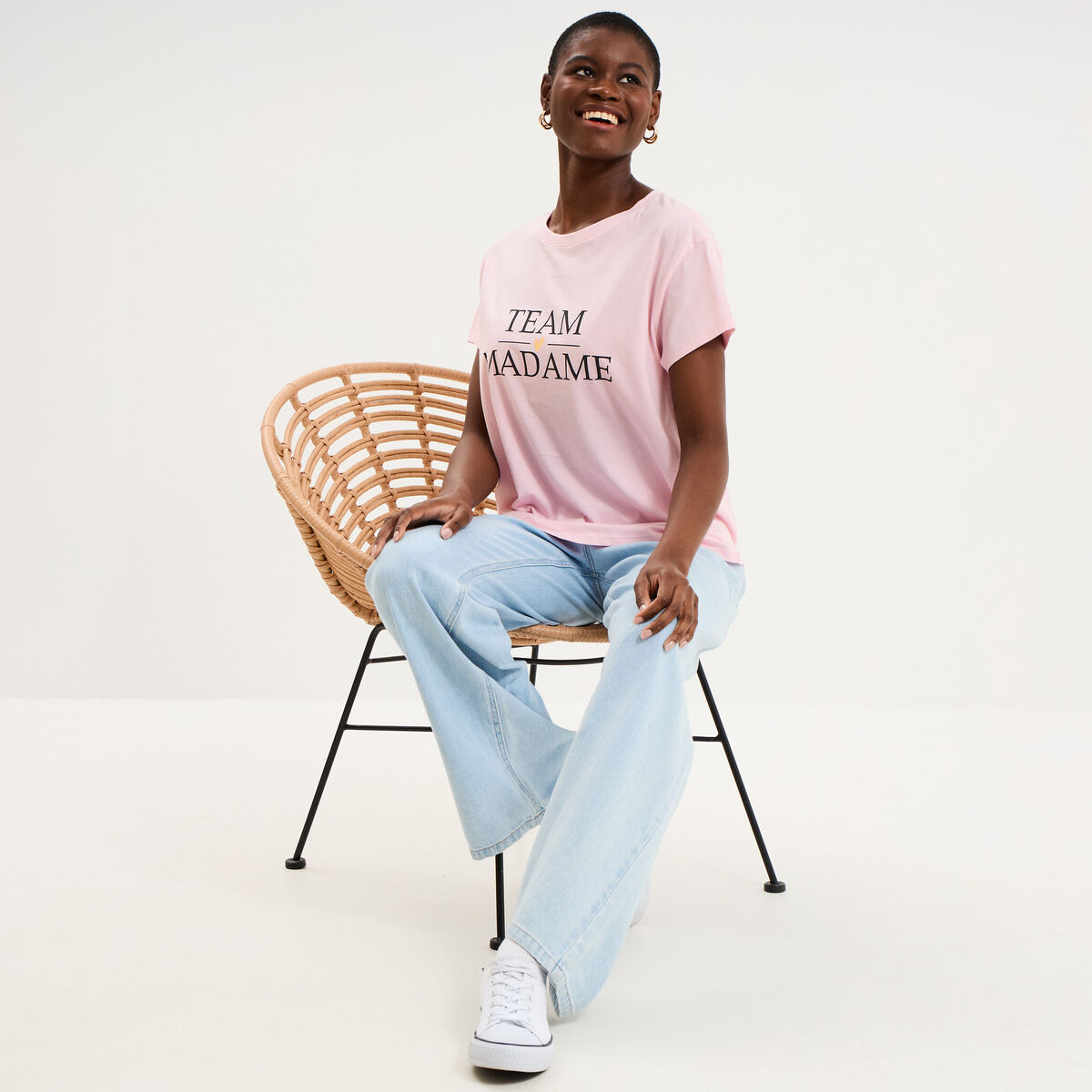 T-shirt EVJF oversize coton rose femme