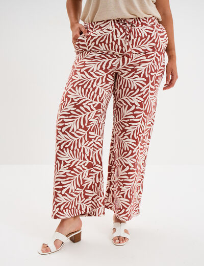 Pantalon large fluide terracotta femme grande taille
