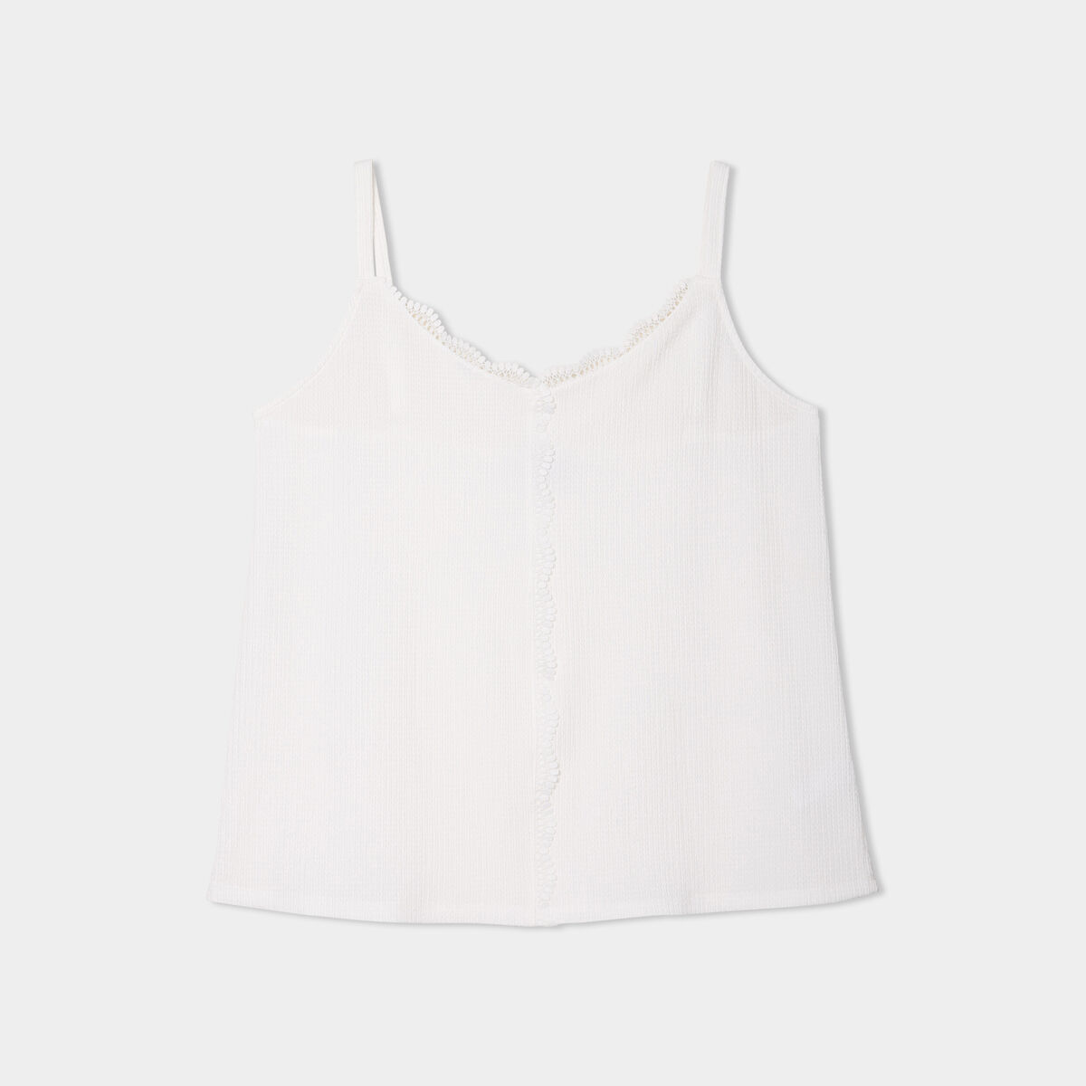 Débardeur détails dentelle blanc femme grande taille