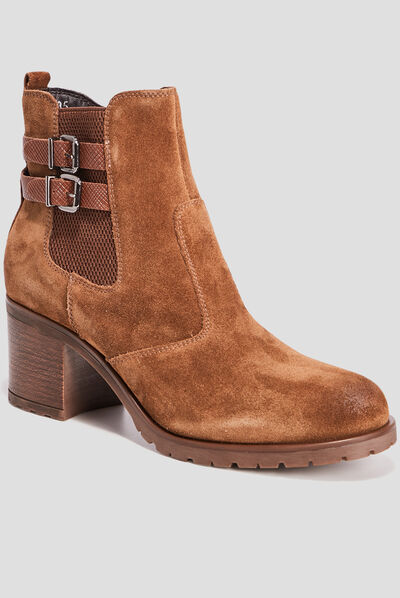 Bottines en cuir marron femme
