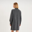 Robe courte en maille col montant gris fonc&eacute; femme