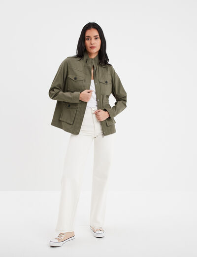Veste poches à rabat boutonnée Creeks vert kaki femme