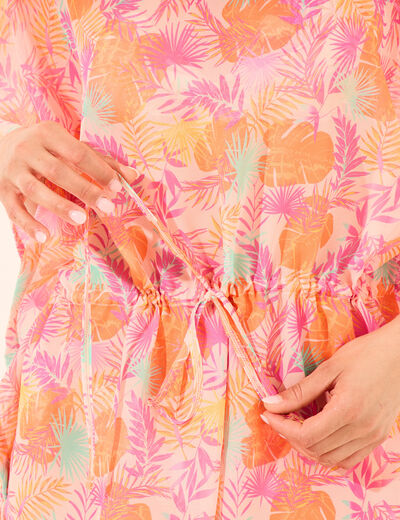 Robe de plage manches 3/4 orange femme
