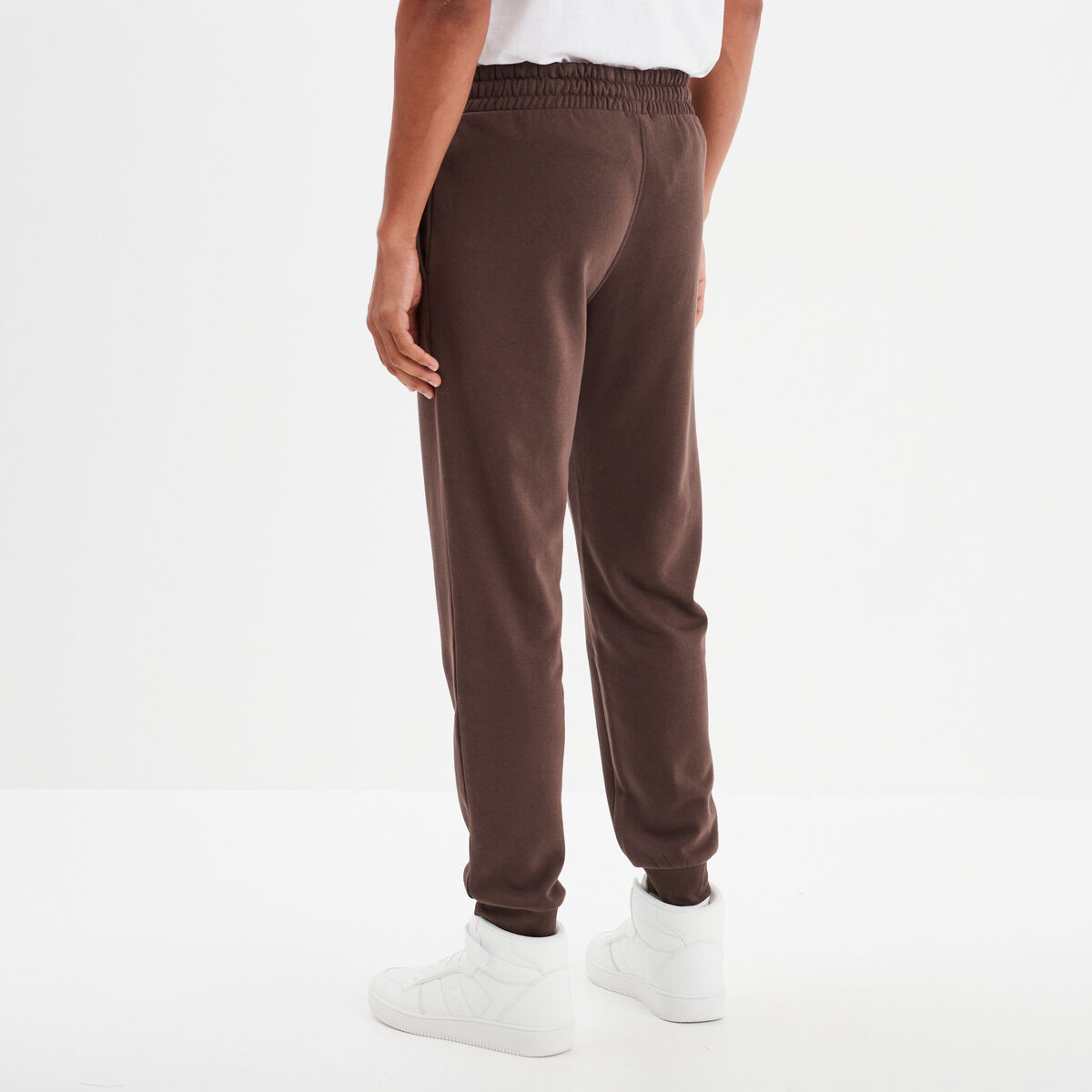 Pantalon jogging droit molleton marron foncé homme