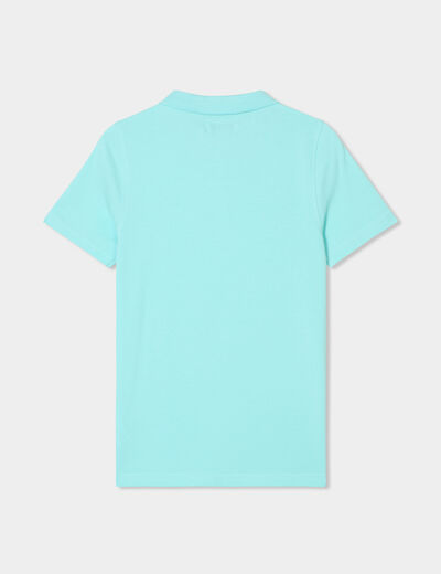 Polo manches courtes à détail brodé bleu turquoise garçon